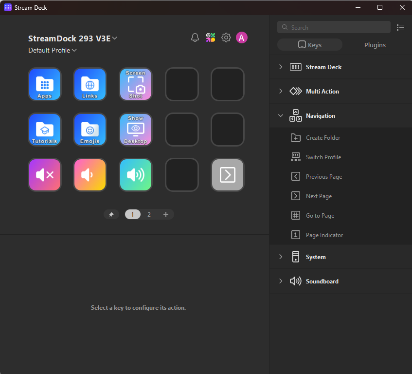 Software Stream Deck reconhecendo dispositivo compatível
