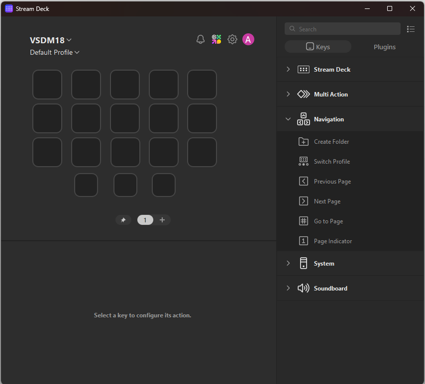 Software exibindo M18