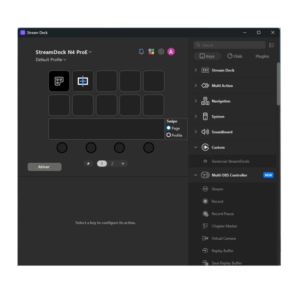 Software exibindo dispositivo N4 Pro